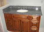 cabinet:pecan  granite:blue pearl